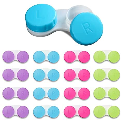Aoutrow 16 Pack Contact Lens Case Box, Mini Contact Lens Case, Colorful Bulk Box Holder Container, Contact Lens Case Set