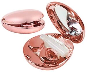 Aukvite Contact Lens Case, Portable Contact Lens Box Kit with Mirror, Travel Contact Len Case Durable Compact Soak Storage Kit with Solution Bottle Tweezers Container Remover Combo Pattern