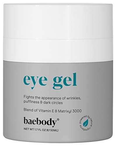 Baebody Eye Gel for Under and Around Eyes to Smooth Fine Lines, Brighten Dark Circles and De-Puff Bags with Peptide Complex and Soothing Aloe, 1.7 Fl Oz