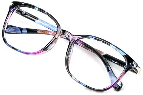 Blue Light Blocking Glasses for Women, Anti Eyestrain, Computer Reading, TV Glasses, Stylish Square Frame, Anti Glare(No Magnification)
