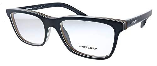 Burberry BE 2292 3798 Check Multilayer Black Plastic Rectangle Eyeglasses 53mm