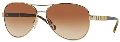 Burberry BE3080 114513 59M Light Gold/Brown Gradient Pilot Sunglasses For Women+FREE Complimentary Eyewear Care Kit