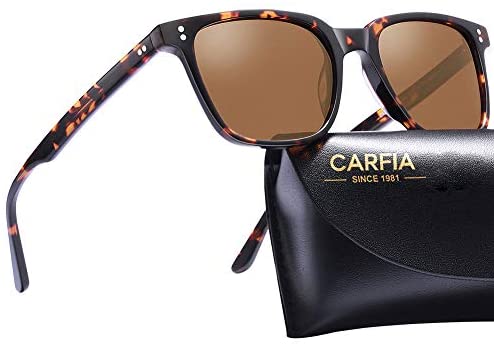Carfia Chic Retro Polarized Sunglasses for Women UV400 Protection Hand-Crafted Acetate Frame CA5354