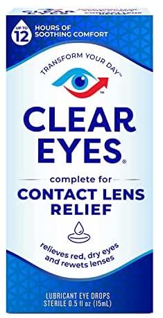 Clear Eyes Contact Lens Multi-Action Relief Eye Drops, Soothes & Moisturizes, 0.5 fl oz