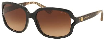 Coach HC8169 57MM Black / Brown Gradient Square Sunglasses for Women + FREE Complimentary Eyewear Kit