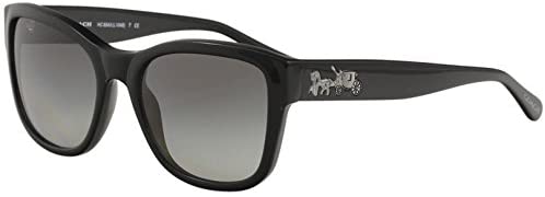 Coach L1046 HC8243F Sunglasses 500211-55 - Women's, Solid Black Frame, Grey HC8243F-500211-55