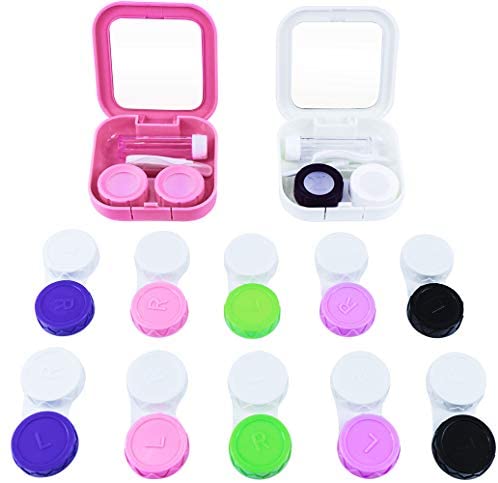 Colorful Contact Lens Case Kit with Mirror Durable, Compact, Portable Soak Storage Kit(Pack of 12)
