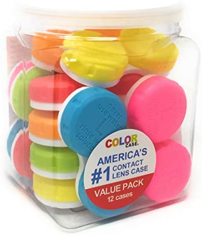 Contact Lens Case, Color Case, Value Pack (Pack of 12)