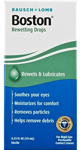 Contact Lens Solution by Boston, Rewetting Solution for Gas Permeable Contact Lenses, 0.33 Fl Oz