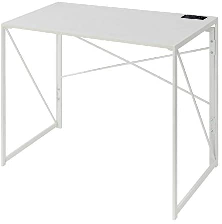 Convenience Concepts Xtra Folding Desk with Charging Station, White/White