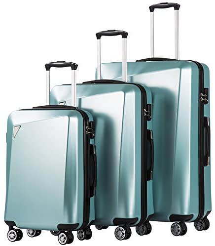 Coolife Luggage 3 Piece Sets PC+ABS Spinner Suitcase 20 inch 24 inch 28 inch