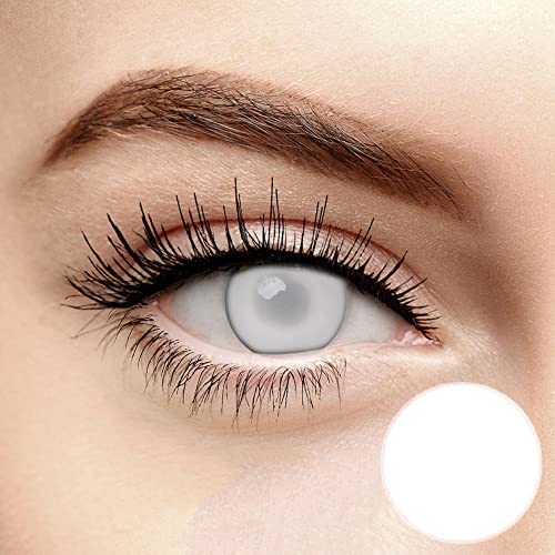 Cosplay Party, Anime Restore，Color rendering Mak-eup Party, Fashion Show, Halloween Christmas Party Gifts for Men Women and Boys Girls All white eyes（Obscure vision） 14.5mm
