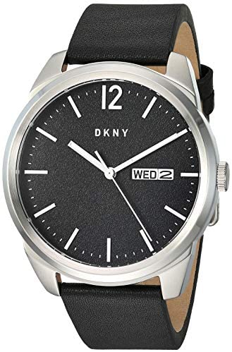 DKNY Men Gansevoort Quartz Leather Three-Hand Watch, Color: Black (Model: NY1604)