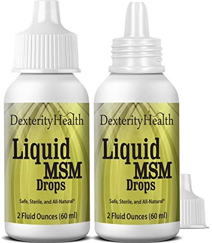 Dexterity Health Liquid MSM Eye Drops 2-Pack of 2 oz. Squeeze-Top Bottles, 100% Sterile, Vegan, All-Natural and Non-GMO, Contains Organic MSM