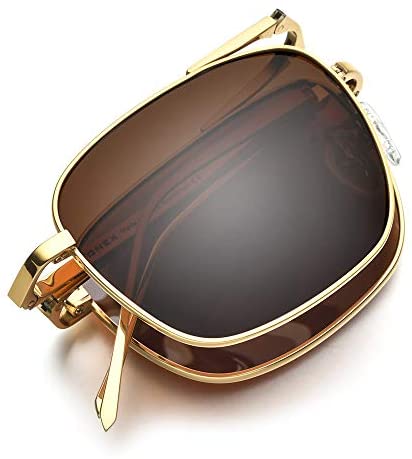 FONEX Pure Titanium Polarized Sunglasses for Men, Folding Aviation UV400 Sun Glasses