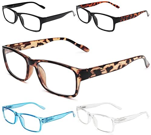 Gaoye 5-Pack Reading Glasses Blue Light Blocking,Spring Hinge Readers for Women Men Anti Glare Filter Lightweight Eyeglasses (#5-Pack Mix Color, 0.0)