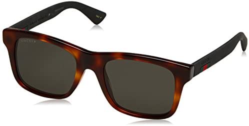 Gucci GG 0008S 006 Havana Plastic Square Sunglasses Grey Polarized Lens