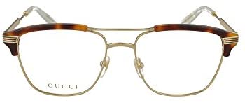Gucci GG 0241O 001 Gold Light Havana Plastic Rectangle Eyeglasses 54mm