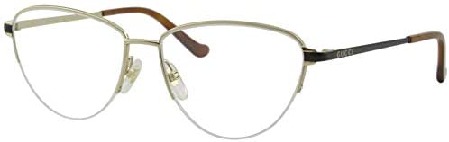 Gucci GG 0580O 001 Gold Black Metal Cat-Eye Eyeglasses 55mm