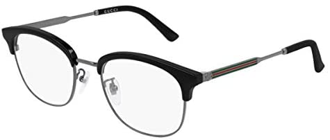 Gucci GG 0590OK 002 Black Runthenium Plastic Square Eyeglasses 52mm