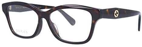 Gucci GG 0801OA 002 Havana Plastic Rectangle Eyeglasses 54mm