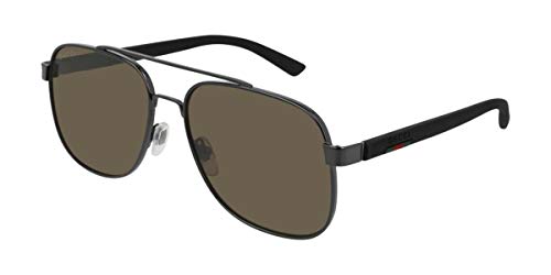Gucci GG0422S 002 Ruthenium/Black GG0422S Square Pilot Sunglasses Polarised L