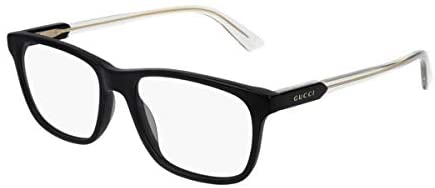 Gucci Gucci Logo 0490O 005 Black Plastic Rectangle Eyeglasses 53mm