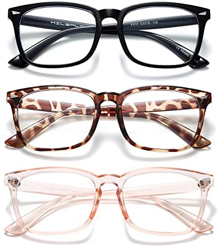 HILBALM Blue Light Blocking Glasses 3 Pack Womens Computer Eyeglasses man Frame Glasses