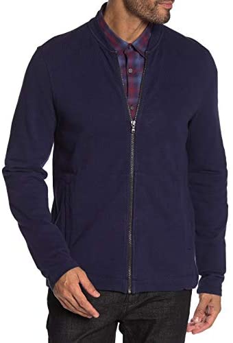 John Varvatos Star USA Men's Long Sleeve Zip Front Textured Knit Jacket
