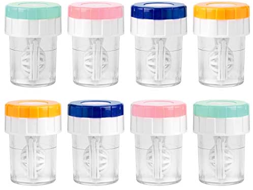 Lamoutor 8Pcs Manually Contact Lens Washer Cleaner Plastic Lens Cleaner Case Random Color
