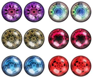 LilMents 6 Pairs of Mystic Magic Circle Astrological Unisex Mens Womens Stainless Steel Stud Earrings