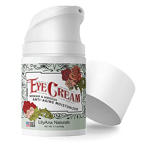 LilyAna Naturals Eye Cream - 2-Month Supply - Made in USA, Eye Cream for Dark Circles and Puffiness, Under Eye Cream, Anti Aging Eye Cream, Improve the look of Fine Lines and Wrinkles, Rosehip and Hibiscus Botanicals - 1.7oz (1-Pack)