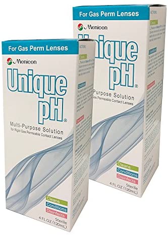 Menicon Unique pH Multi-Purpose Solution + RGP Lens Case. TWO 4 fl oz (120ml) bottles