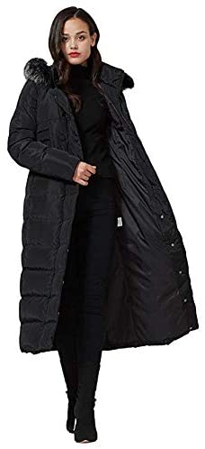 Molodo Women's Long Down Coat with Fur Hood Maxi Down Parka Puffer Jacket