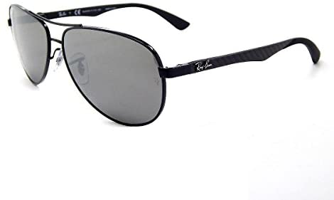 New Ray Ban Carbon Fibre RB8313 002/K7 Shiny Black / Grey Mirror Black Polar 58mm Sunglasses