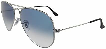 New Ray Ban RB3025 003/3F Aviator Silver/Crystal Gradient Light Blue Lens 58mm Sunglasses