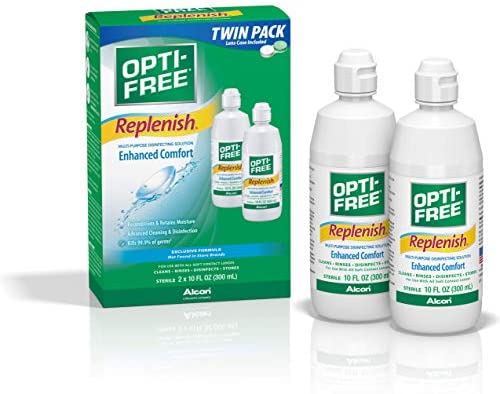 Opti-Free Replenish Multi-Purpose Disinfecting Solution with Lens Case, Twin Pack, 10-Fluid Ounces Each