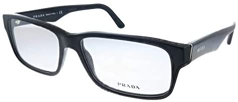 Prada Heritage PR 16MV 1AB1O1 Gloss Black Plastic Rectangle Eyeglasses 57mm