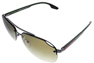 Prada Linea Rossa PS 52VS 7CQ1X1 Gunmetal Metal Pilot Sunglasses Brown Gradient Lens