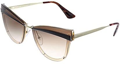 Prada PR 12US KOF0A6 Gold Plastic Cat-Eye Sunglasses Brown Gradient Lens