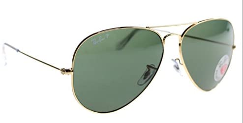 RAY-BAN RB 3025 AVIATOR POLARIZED SUNGLASSES (55 mm, 001/58 ARISTA CRYSTAL GREEN POLARIZED LENSES)
