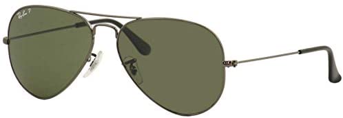 Ray-Ban Aviator Large Metal Sunglasses - Polarized Gunmetal/Crystal Green Polarized, L