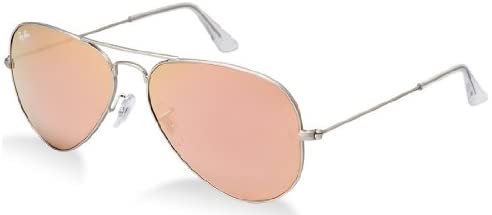 Ray-Ban Aviator Sunglasses Matte Silver/Pink Mirror (019/Z2) 55mm (SMALL SIZE)