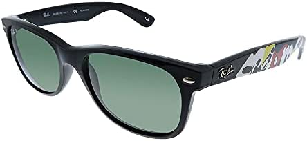 Ray-Ban RB 2132 6446 Black Plastic Square Sunglasses Green Lens