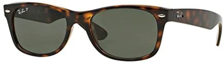 Ray Ban RB2132 New Wayfarer, Tortoise Frame/Green Polarized Lenses, 52 mm