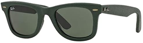 Ray-Ban RB2140QM Wayfarer Sunglasses, Used Leather Green/Green, 50 mm