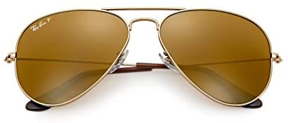 Ray-Ban RB3025 001/57 Unisex Aviator Sunglasses Polarized (Gold Frame/Brown Polarized Lens 001/57, 58), Medium
