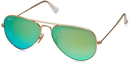 Ray-Ban RB3025 Aviator Large Metal Icons Sung-Matte Gold/Crystal Green Mirror/OS