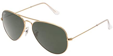 Ray-Ban RB3025 Aviator Large Metal Unisex Aviator Sunglasses (Gold Frame/Grey Green Lens L0205, 58)
