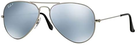 Ray-Ban RB3025 Aviator Large Metal Unisex Polarized Aviator Sunglasses (Silver Frame/Silver Mirror Polarized Lens 019/W3, 58)